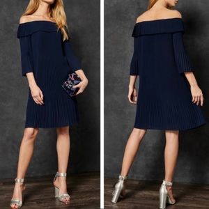 Ted Baker Franeis Off the Shoulder pleated dress